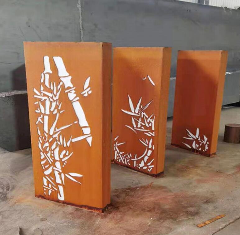 曲松锈钢板灯箱